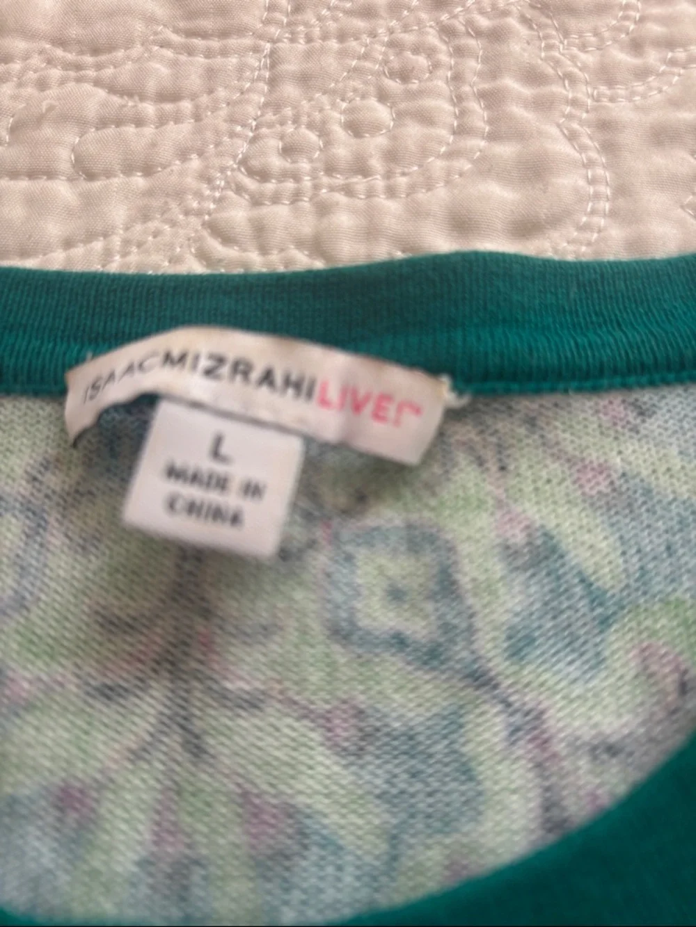 Isaac Mizrahi Live™️ size Large green paisley look button down cardigan - Picture 5 of 10